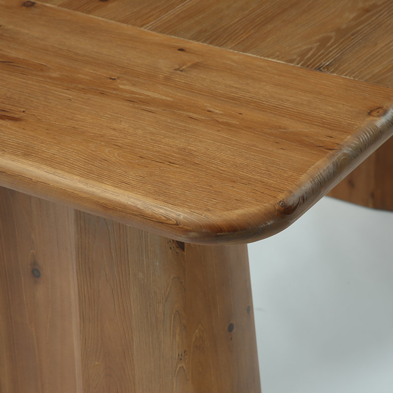 Table de salle à manger en bois massif 63 ", table de salle à manger rectangulaire avec deux pieds
