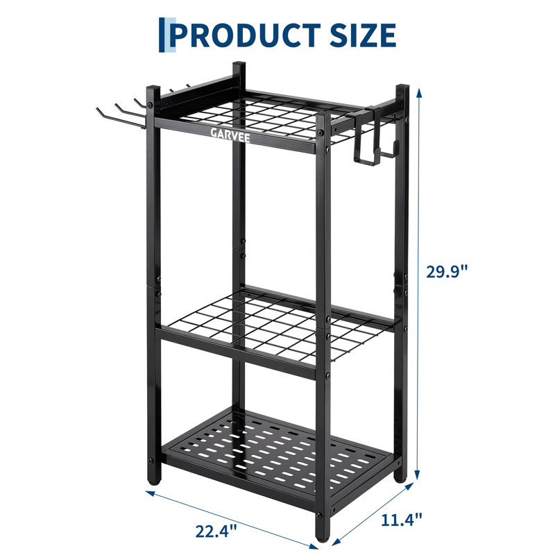 Organisateur d'outils de jardin à 3 niveaux, support de rangement pour râteaux, pelles et balais dans un garage