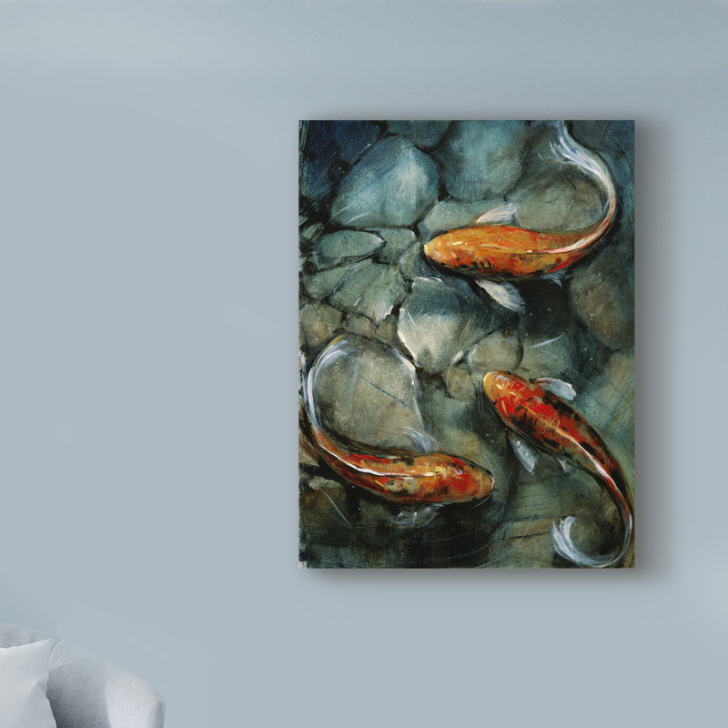 «Tres Koi I» par Timothy O 'Toole, reproduction sur toile, H 32 po x l 24 po x P 2 po