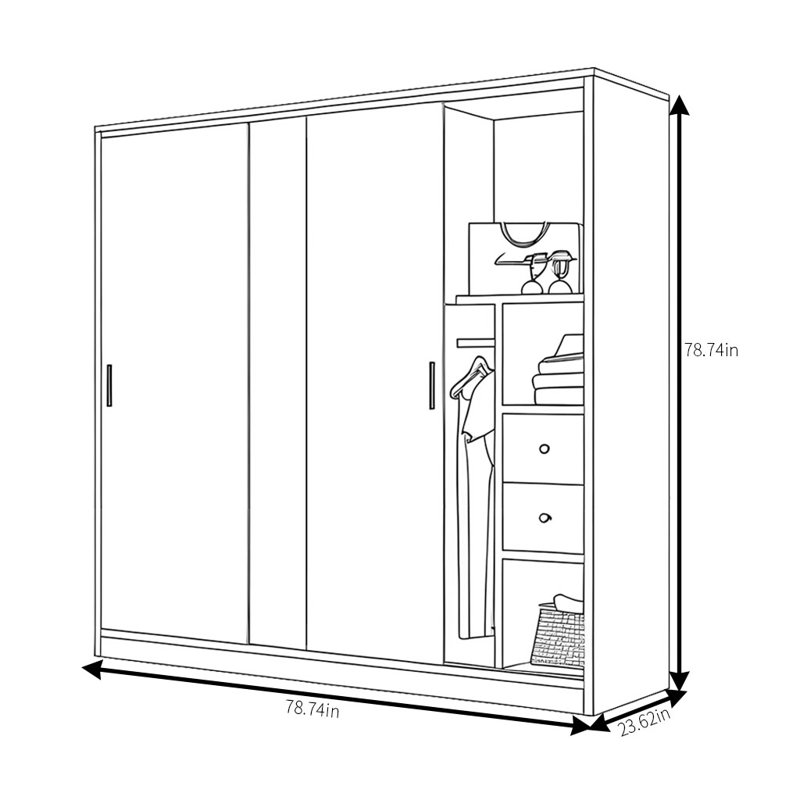 Garde-robe simple et tendance grise, H 79 po x l 79 po x P 24 po