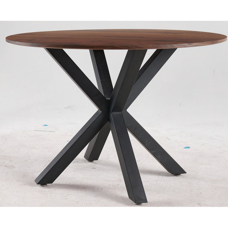 Table de salle à manger 42,1 "pour 4 à 6 personnes avec plateau rond en MDF, table de salle à manger à piédestal, table basse de loisir, pieds croisés