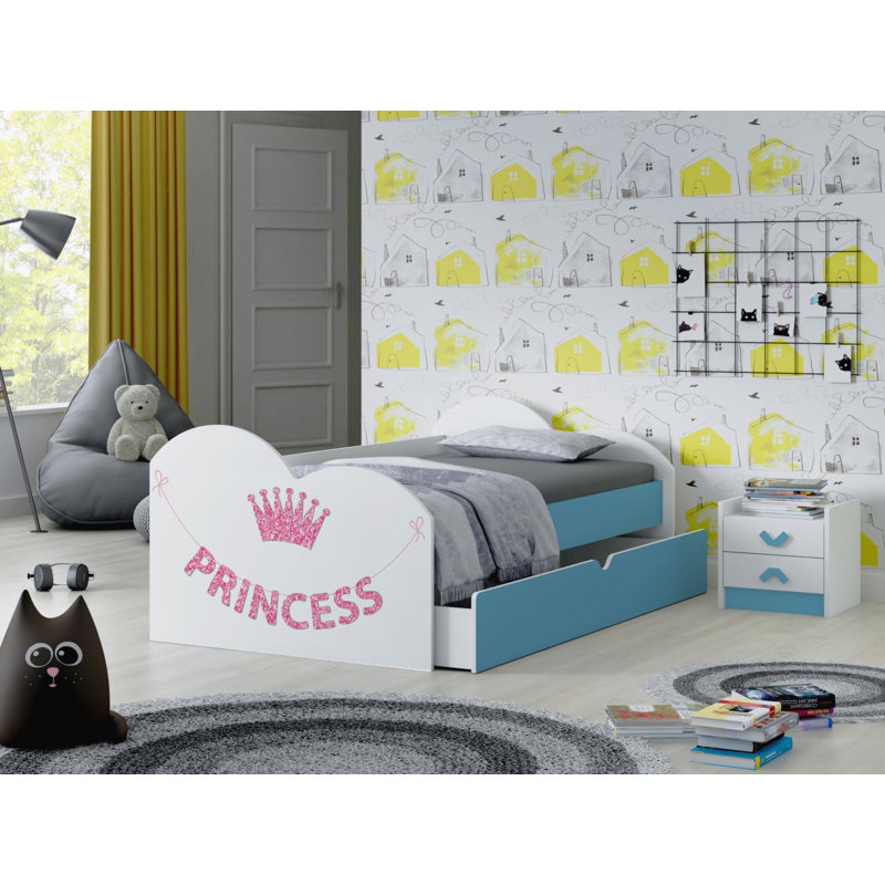Henton European Toddler (80 X 160cm) Cabin Bed Themed Beds with Storage Included with Trundle Included, Light Blue