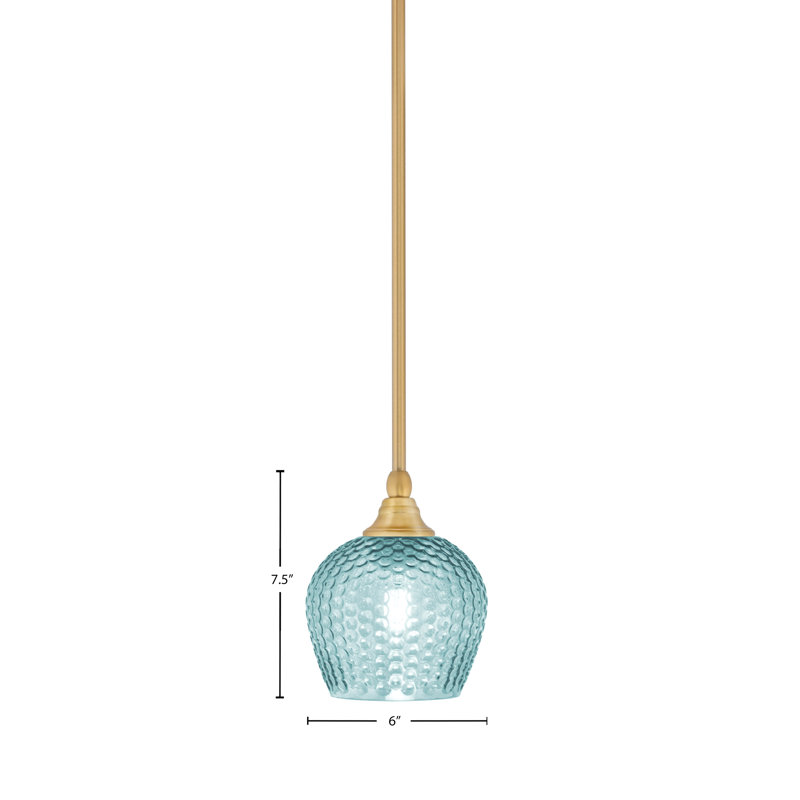 Luminaire suspendu en laiton à 1 lumière, Turquoise
