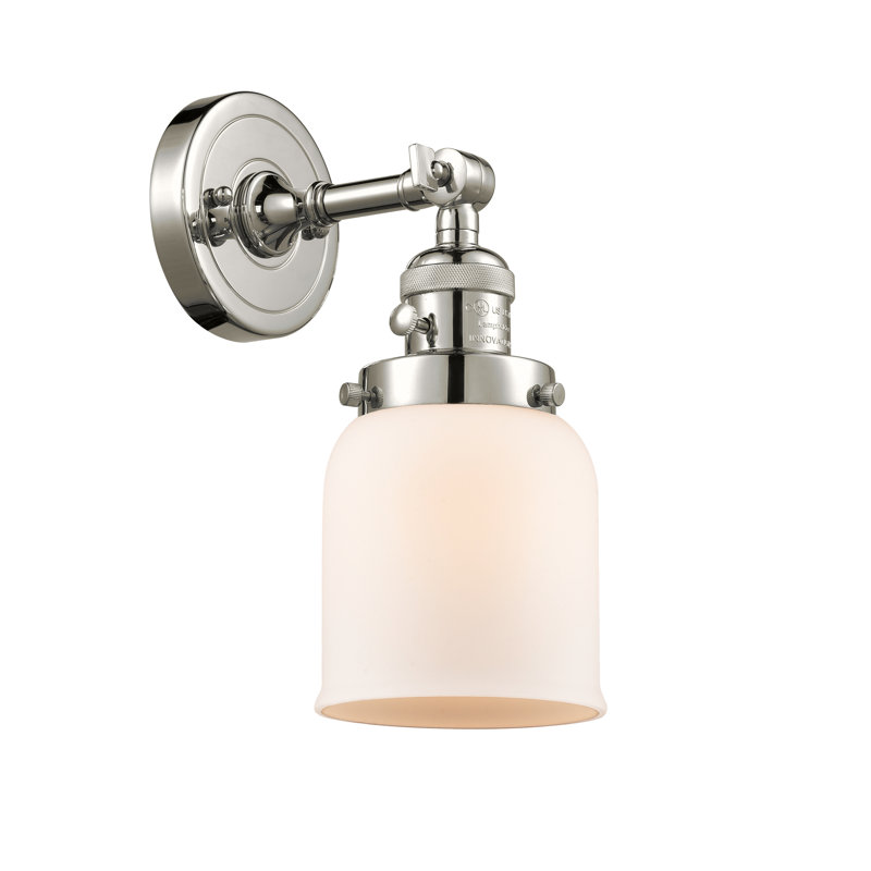 Bell - 1 Light 5" Sconce, 3.5 Watt Vintage LED Bulb, Matte White Cased, Polished Nickel