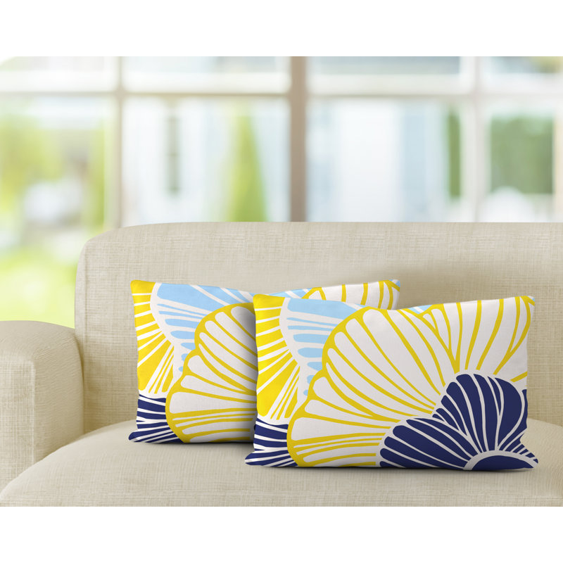 Polyester / Mélange de polyester Housse de coussin rectangulaire intérieure / extérieure lombaire et insert, Jaune