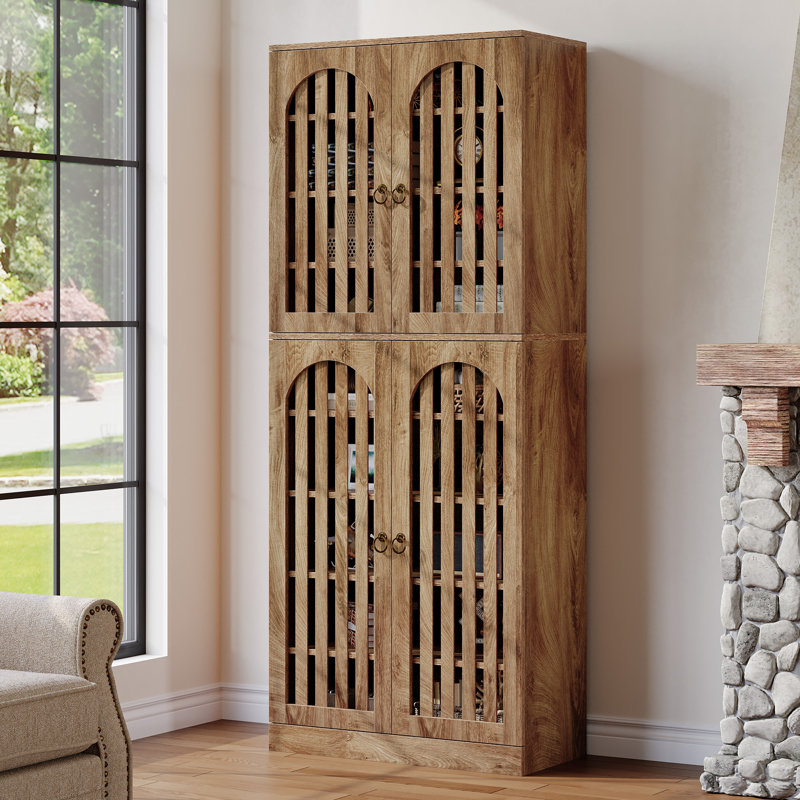70.86" H Bookcases With 4 Doors And 9-tier Shelves, Farmhouse Storage And Display Bookshelf For Living Room And Home Office
