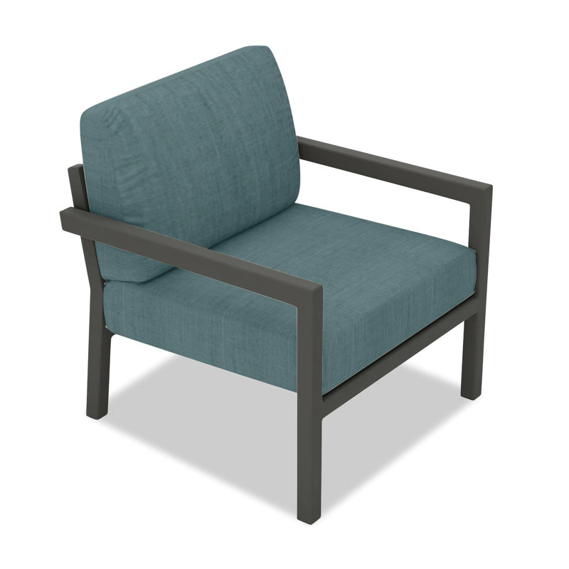 Vivant Patio Chair with Sunbrella® Cushions, Cast Lagoon Sunbrella® Plainweave, Black