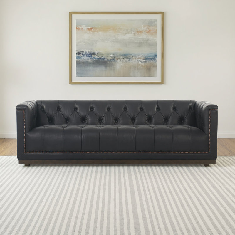 Byer Upholstered 85.75'' Sofa, Heirloom Black Genuine Leather