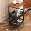 Multipurpose 3-Tier Rolling Side Table Cart – Wooden Top, Metal Mesh Baskets, Lockable Wheels, Space-Saving for Living Room, Bedroom, Kitchen, Bathroom, Office – Black-1849591150