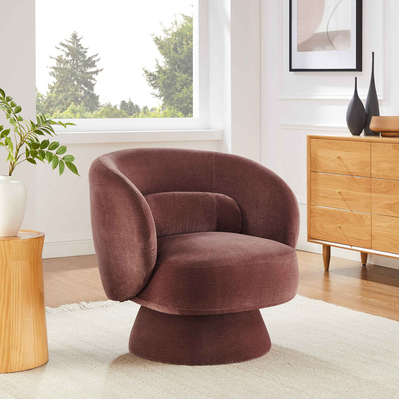 Saboor 78Cm Wide Swivel Barrel Chair, Lavender Rayon