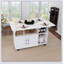 Table pliante multifonctionnelle avec tablettes et roulettes de rangement, idéale pour les petits espaces et polyvalente dans la cuisine, le dortoir ou le bureau