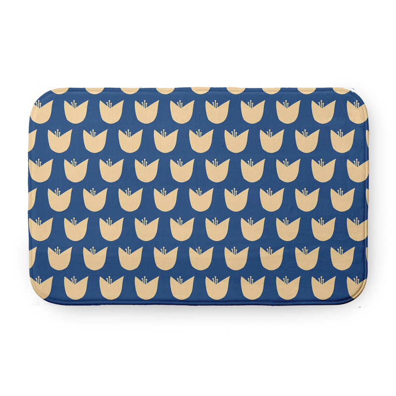 Tapis de bain Flower Power, Bleu, L 21 po x L 34 po