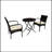 Bistro, with two upholstered chairs and a table, all wrapped in high quality wicker