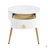 Easy Assembly End Tables With High Gloss Tabletops, Set Of 2, Modern Fluted 2 Side Tables With Drawers, Round Coffee Tables With Golden Legs
