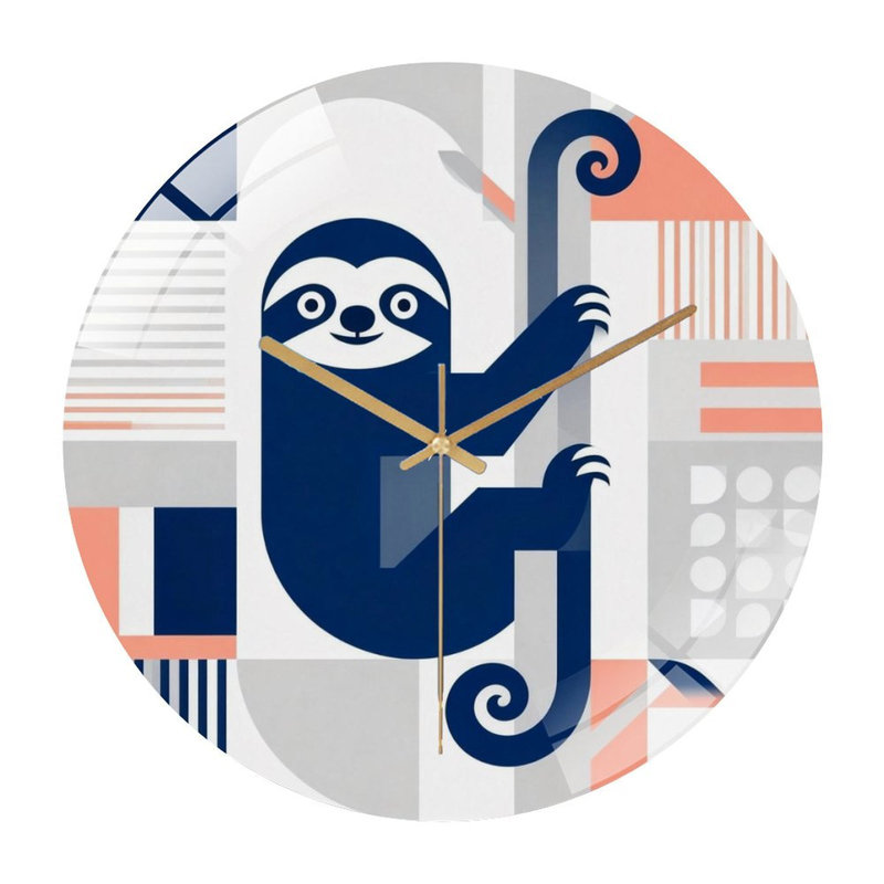 Horloge murale 12 po ronde en verre trempé avec mouvement à quartz silencieux, Marine