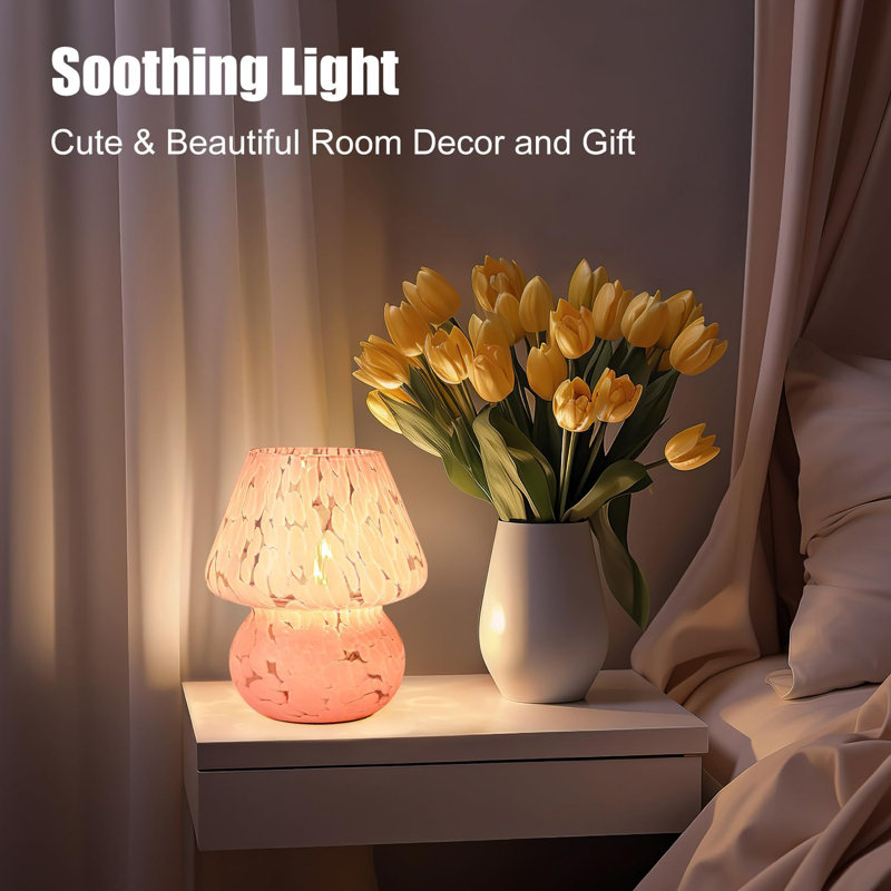 Lampe de bureau translucide en verre rose