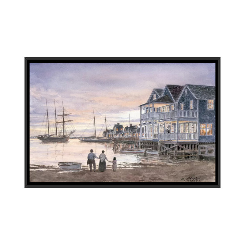 «Nantucket Sunset» par Stanton Manolakas, reproduction d'art sur toile, H 18 po x l 26 po x P 1,5 po, Toile avec cadre noir