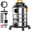 Aspirateur eau et poussière en acier inoxydable, 8 gallons (30 litres), 6 CV (puissance maximale), aspiration puissante avec fonction souffleur et accessoire 2 en 1 pour les interstices, petit aspirateur idéal pour les débris sur les tapis et les poils d'animaux