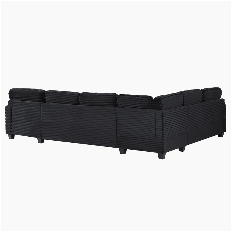 Canapé modulaire en U avec canapé-lit modulaire en L de 125,2 po avec repose-pieds mobile et poches de rangement latérales pour le salon, noir
