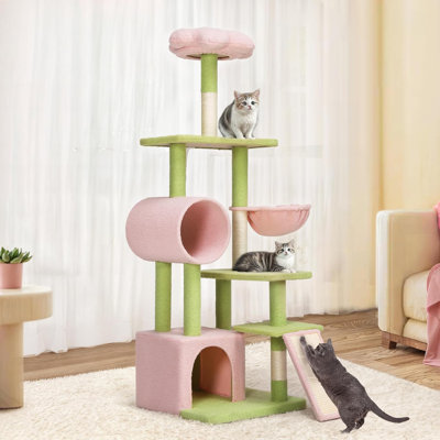 Grande tour d'arbre à chat avec perchoir détachable, jolie tour d'escalade pour chat 65 po