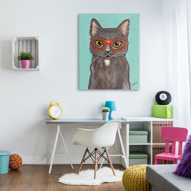 «Hipster Cat Glasses» par Michelle Gilsey, Toile tendue, H 48 po x l 36 po