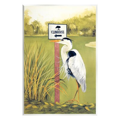 «Heron & Clubhouse», art mural sur bois par Christine Reichow