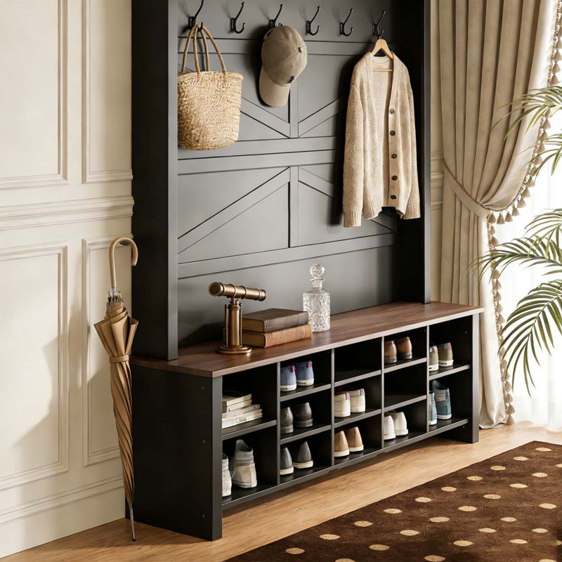 4-in-1 Hall Tree with 6 Hooks