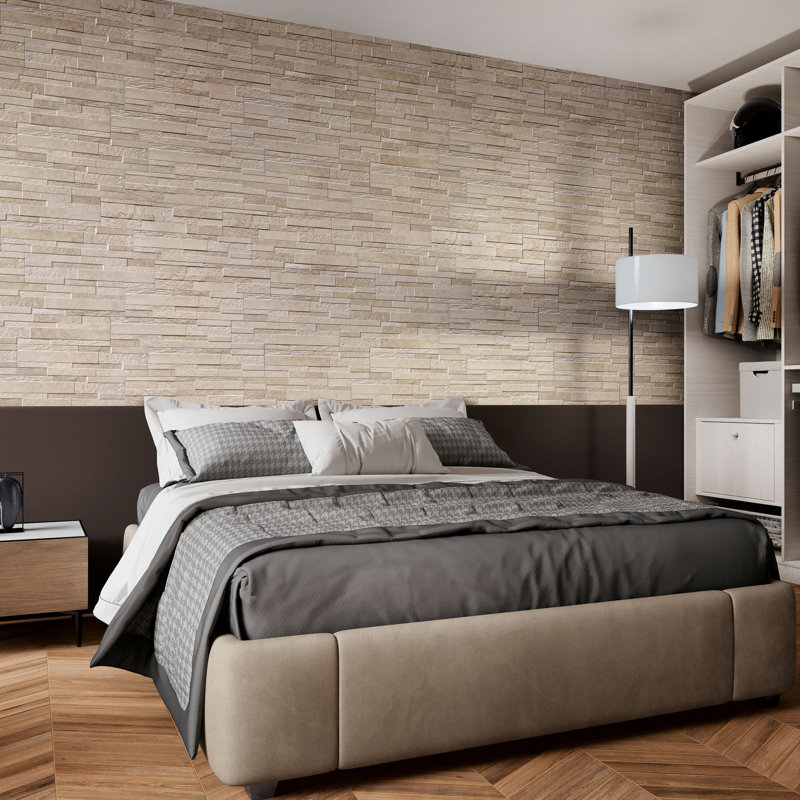 Tiffany 6" x 24" Ledger Panel Porcelain Wall Tile, Beige