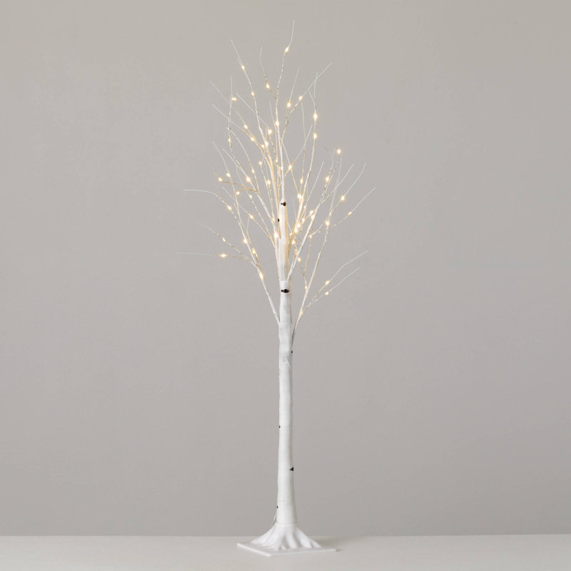 Bouleau de Noël éclairé 48 po, blanc