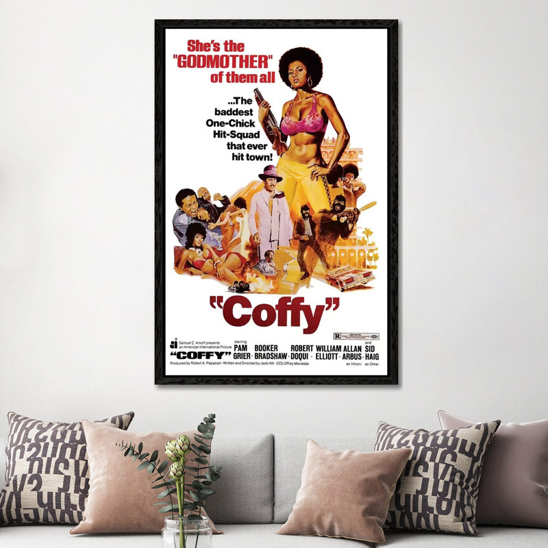 Coffy Film Poster by Radio Days - Print on Canvas, 152.5 cm H x 101.5 cm W, Black Framed