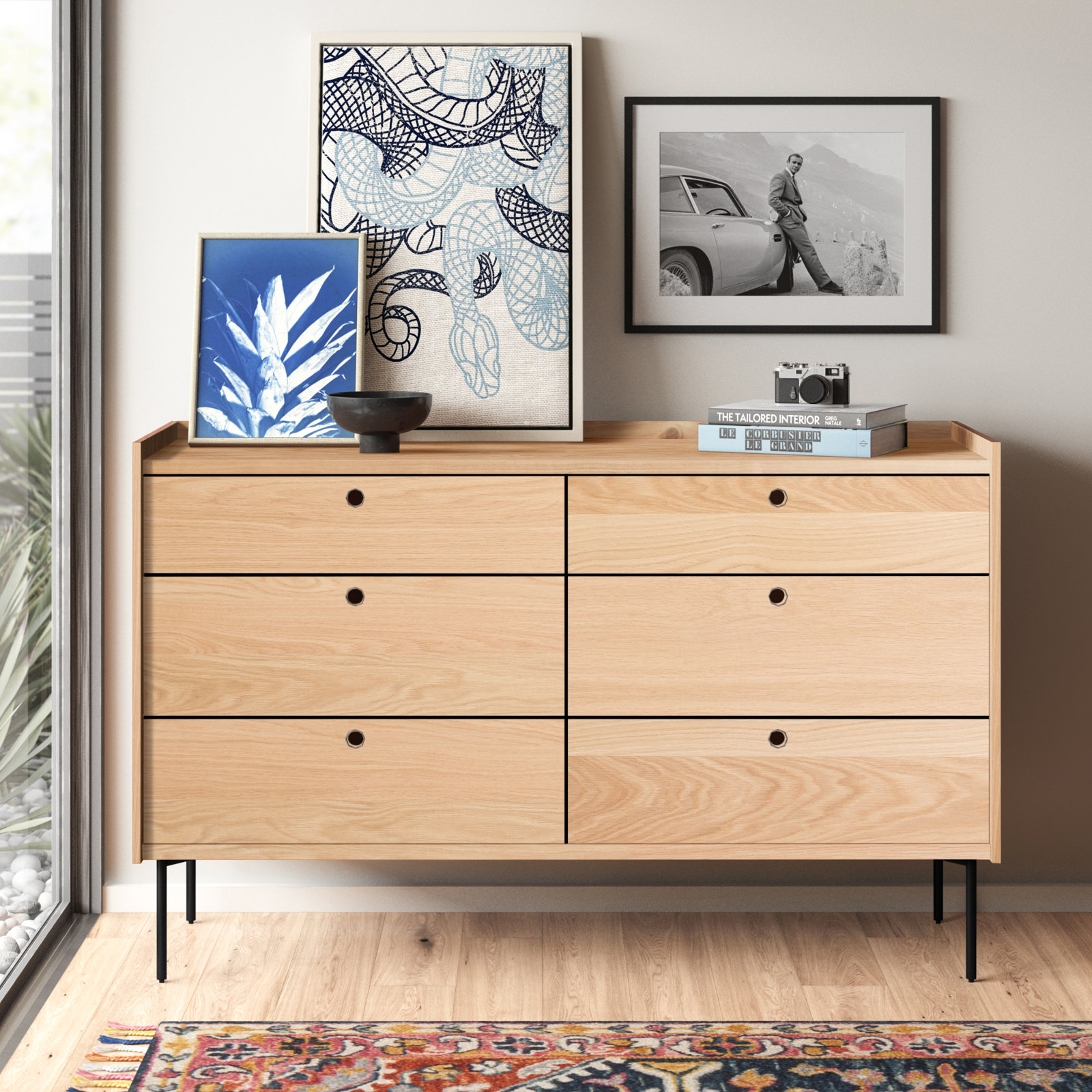 Peek 6 - Drawer Double Dresser, White Oak