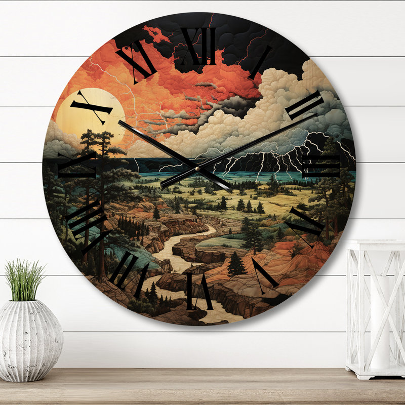 Horloge murale en bois massif Pateros, Moyenne