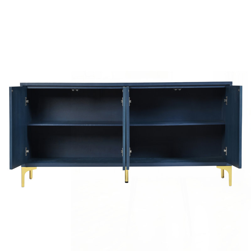 Buffet moderne à 4 portes avec surface sculptée et façonnée créative et tablettes réglables, convenant pour le bureau, le vestibule et le salon