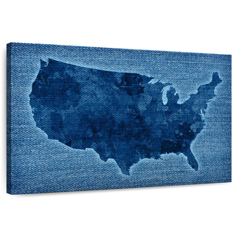 Carte des États-Unis Aliaz Denim, H 30 po x l 45 po