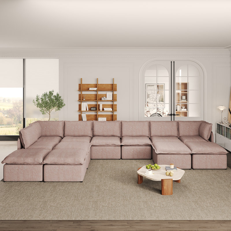 Canapé modulaire modulaire à housse modulaire 12 pièces Advant, combinaison libre avec structure en fer léger et repose-pieds Advait