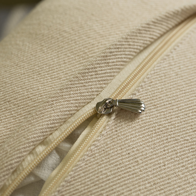 16'' Beige and Gray Cotton Throw Pillow with Tassels