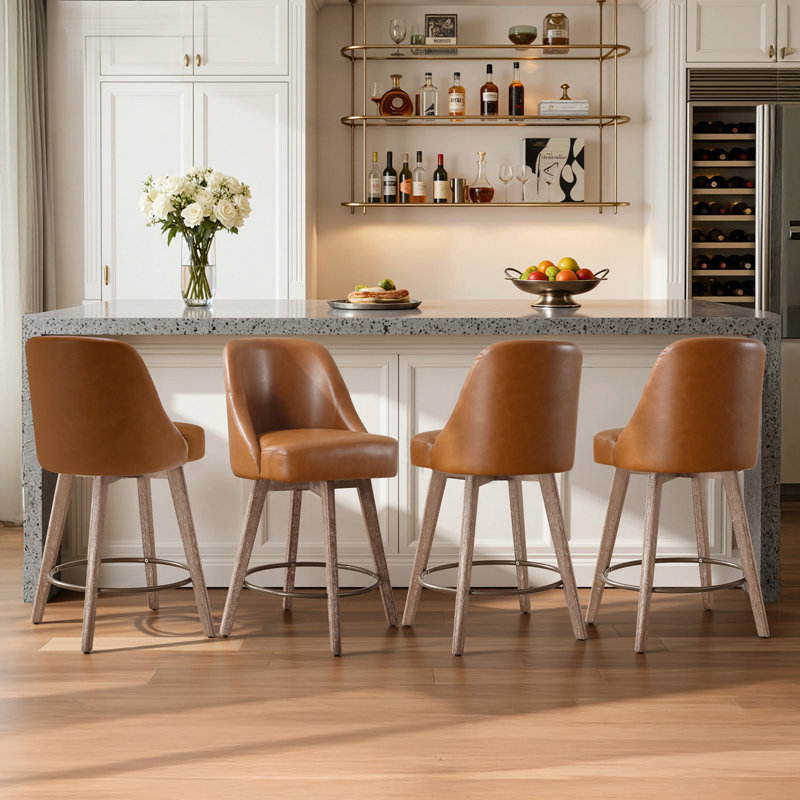 Tabouret de bar rotatif 26 po Kiain, Brun