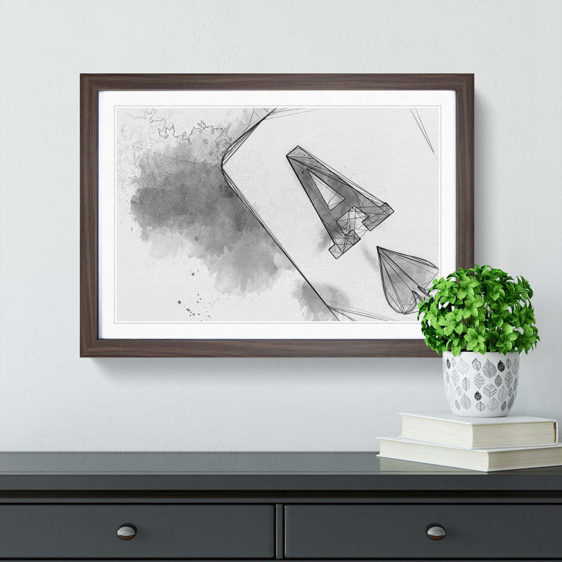 The Ace of Spades in Abstract - Picture Frame Graphic Art Print, 48cm H x 65cm W x 2cm D, Walnut Framed