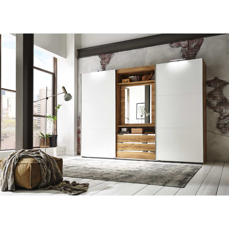 Branchburg 2 Door Manufactured Wood Wardrobe, White/Brown