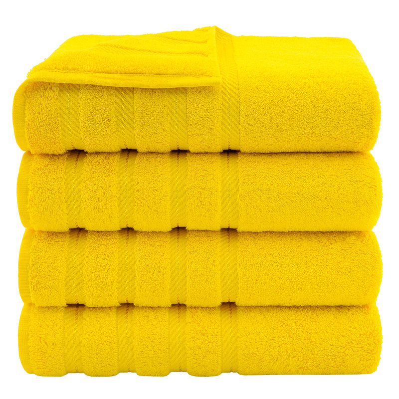 Ensemble de serviettes de bain turques de luxe 100% coton 4 pièces Edison Collection, Jaune