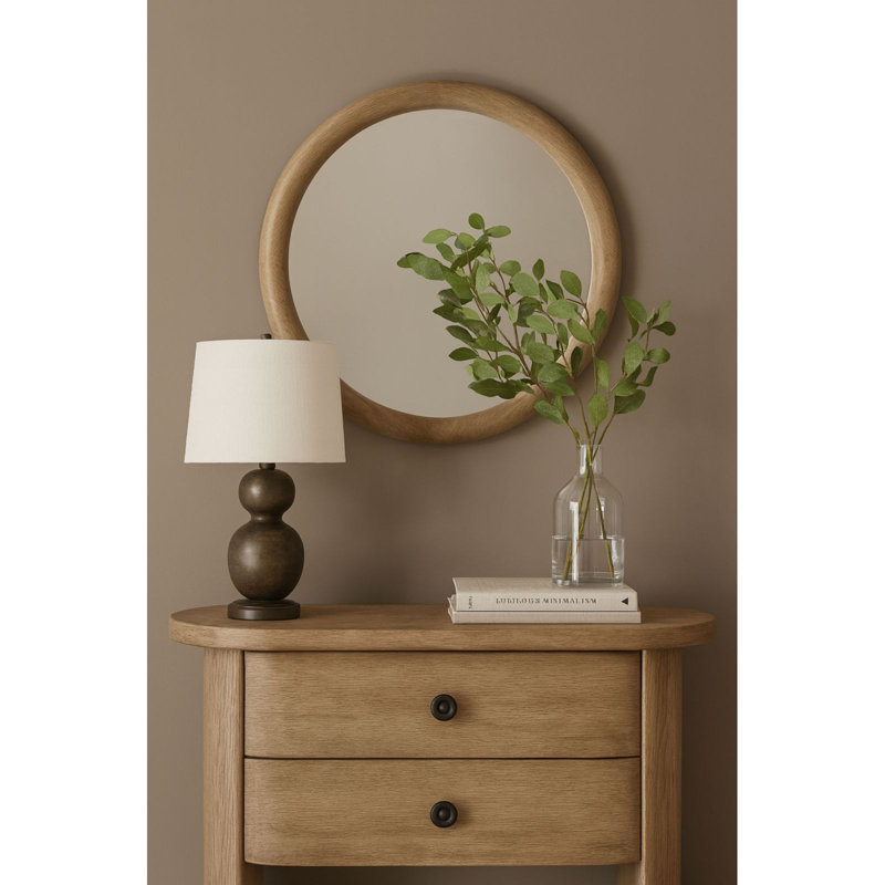 Miroir rond English Oak
