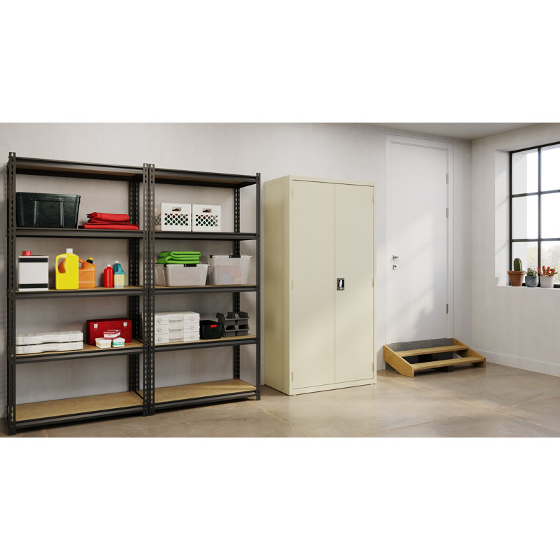 Ayomide 36'' Wide 5 - Shelf Storage Cabinet, Putty
