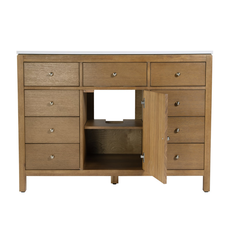 Nora 48 in. W Quartz Single Sink Bathroom Vanity Set, Natural