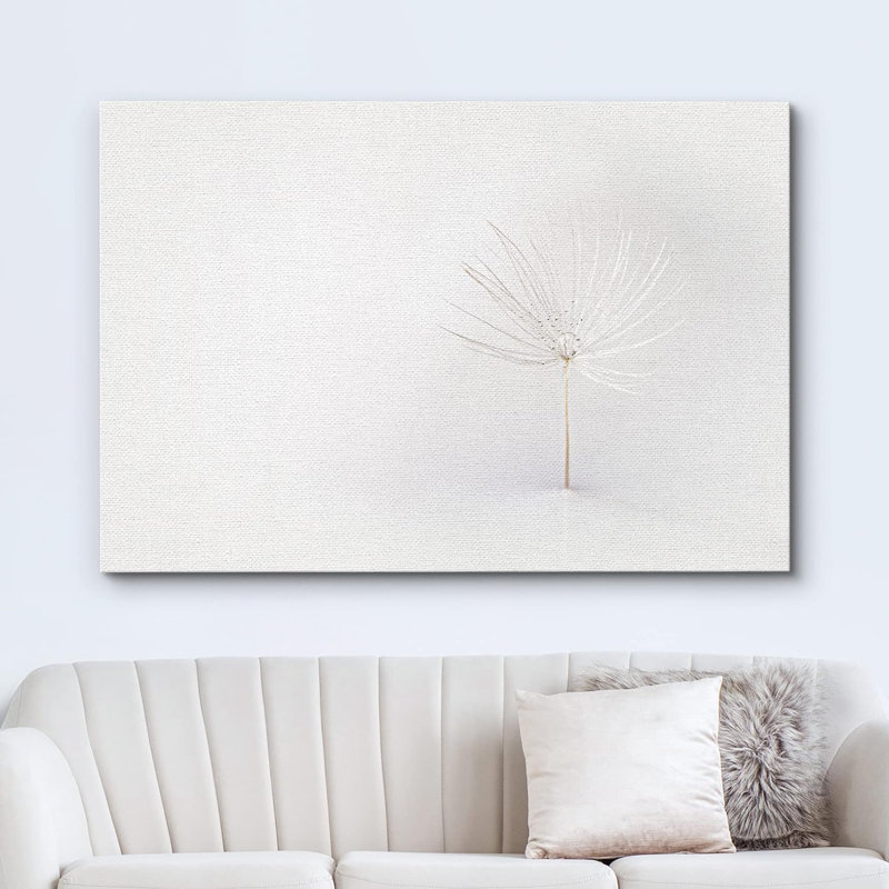 «White Duotone Pastel Dandelion Flower» sur toile, H 16 po x l 24 po