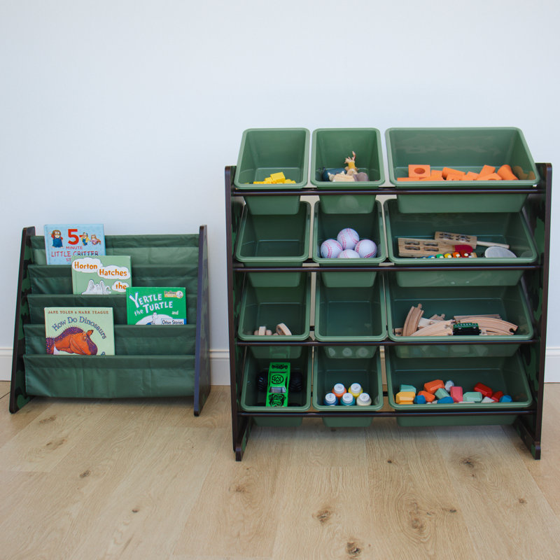 Organisateur de jouets avec bacs Rafael, Vert d’armée