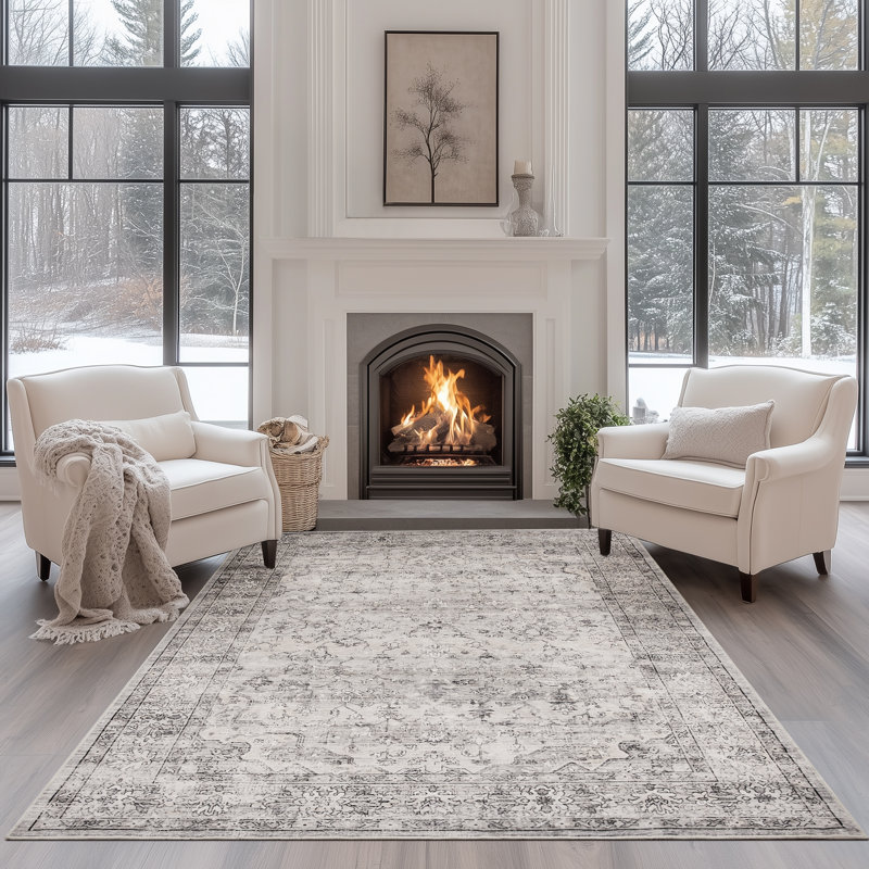 Redenhalk Area Rug NaturalGrey, Machine Washable Rug,Soft Accent Rugs,Non-Slip Non-Shedding Low-Pile Floor Carpet
