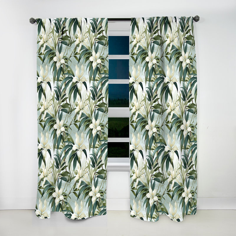 Bamboo Whispers - Motif tropical - Rideau floral - Rideau floral obscurcissant - 1 panneau, L 52 po x L 84 po