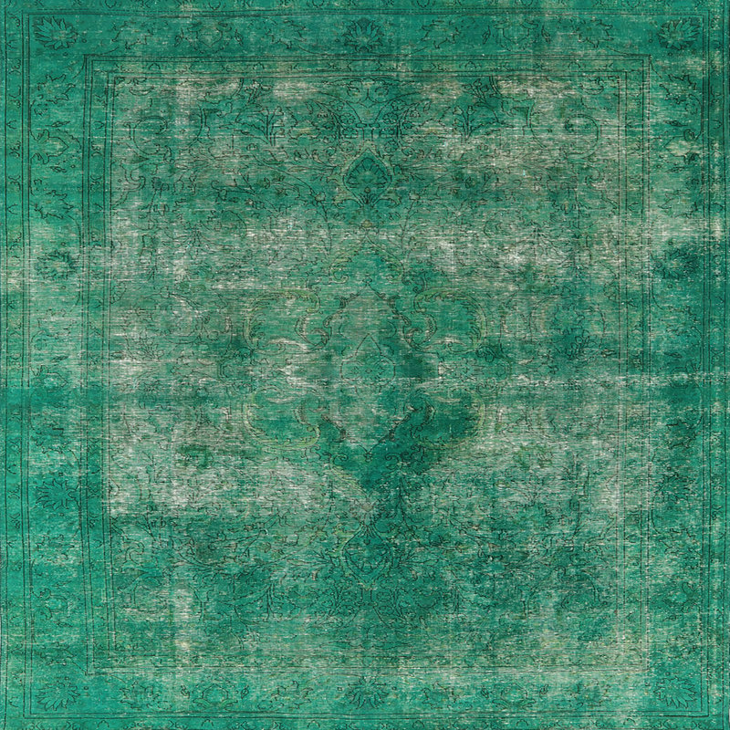 Tapis vert de style oriental, Carré 7 pi