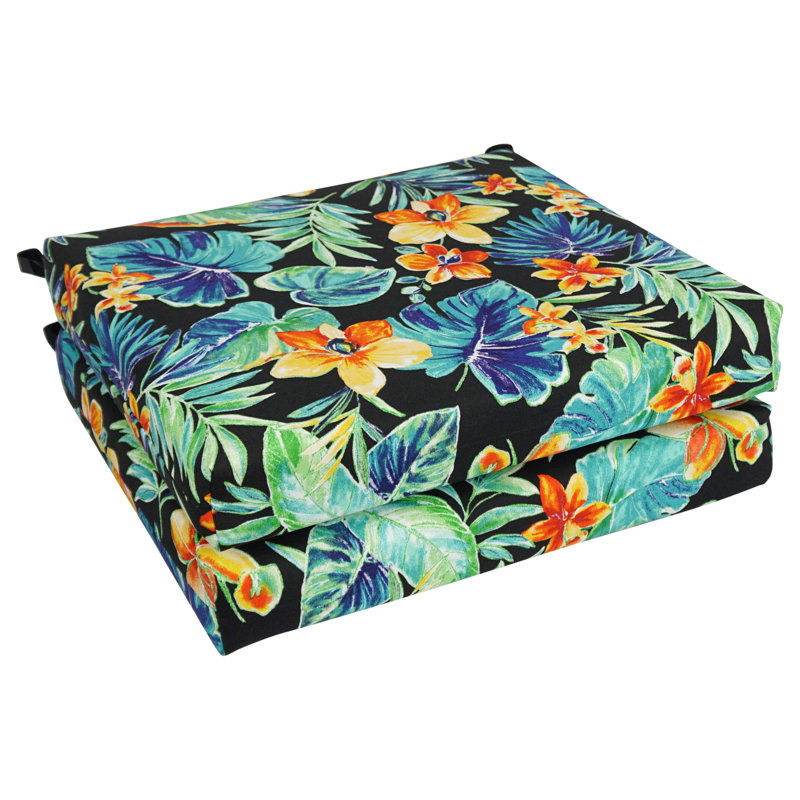 Indoor/Outdoor Adirondack Chair Cushion, 3" H x 20" W x 19" D, Black/Green