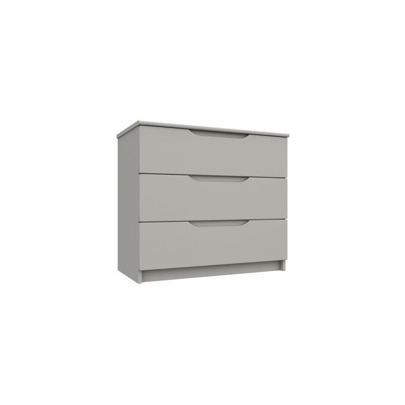 Alianys 76.3 cm W Chest of 3 Drawers, Light Grey Gloss